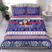 Custom American Samoa Christmas Bedding Set Samoan Coat of Arms and Cool Santa Ornament Style LT03 - Polynesian Pride