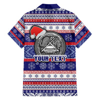 Custom American Samoa Christmas Family Matching Off Shoulder Long Sleeve Dress and Hawaiian Shirt Samoan Coat of Arms and Cool Santa Ornament Style LT03 - Polynesian Pride