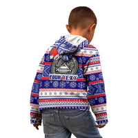 Custom American Samoa Christmas Kid Hoodie Samoan Coat of Arms and Cool Santa Ornament Style LT03 - Polynesian Pride