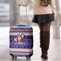 Custom American Samoa Christmas Luggage Cover Samoan Coat of Arms and Cool Santa Ornament Style LT03 - Polynesian Pride