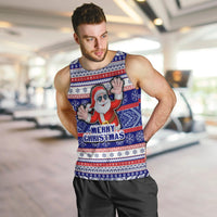 Custom American Samoa Christmas Men Tank Top Samoan Coat of Arms and Cool Santa Ornament Style LT03 - Polynesian Pride