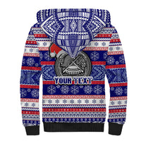 Custom American Samoa Christmas Sherpa Hoodie Samoan Coat of Arms and Cool Santa Ornament Style LT03 - Polynesian Pride