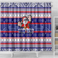 Custom American Samoa Christmas Shower Curtain Samoan Coat of Arms and Cool Santa Ornament Style LT03 - Polynesian Pride