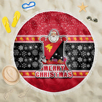 Papua New Guinea Christmas Beach Blanket Santa With Flag Of PNG Polynesian Tribal Xmas Vibe LT03 One Size 150cm Red - Wonder Print Shop