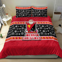Papua New Guinea Christmas Bedding Set Santa With Flag Of PNG Polynesian Tribal Xmas Vibe LT03 - Polynesian Pride