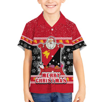 Papua New Guinea Christmas Kid Hawaiian Shirt Santa With Flag Of PNG Polynesian Tribal Xmas Vibe LT03 Kid Red - Polynesian Pride