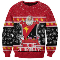 Papua New Guinea Christmas Sweatshirt Santa With Flag Of PNG Polynesian Tribal Xmas Vibe LT03 Unisex Red - Polynesian Pride