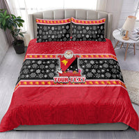 Custom Papua New Guinea Christmas Bedding Set Santa With Flag Of PNG Polynesian Tribal Xmas Vibe LT03 - Polynesian Pride