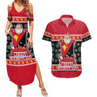 Custom Papua New Guinea Christmas Couples Matching Summer Maxi Dress and Hawaiian Shirt Santa With Flag Of PNG Polynesian Tribal Xmas Vibe LT03 Red - Polynesian Pride