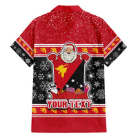 Custom Papua New Guinea Christmas Family Matching Off Shoulder Short Dress and Hawaiian Shirt Santa With Flag Of PNG Polynesian Tribal Xmas Vibe LT03 - Polynesian Pride