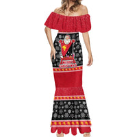 Custom Papua New Guinea Christmas Mermaid Dress Santa With Flag Of PNG Polynesian Tribal Xmas Vibe LT03 - Polynesian Pride