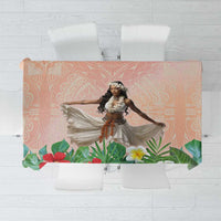 Woman Polynesian Tattoos Tablecloth Tropical Flower - Peach Fuzz Color