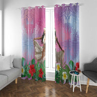 Woman Polynesian Tattoos Window Curtain Tropical Flower - Sweets Vibrant Color