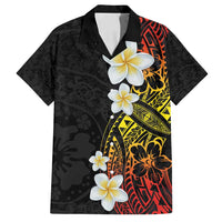 Plumeria Family Matching Long Sleeve Bodycon Dress and Hawaiian Shirt Polynesian Tribal Frangipani Sunset LT03 Dad's Shirt - Short Sleeve Black - Polynesian Pride