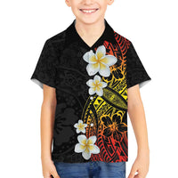 Plumeria Family Matching Puletasi and Hawaiian Shirt Polynesian Tribal Frangipani Sunset LT03 Son's Shirt Black - Polynesian Pride