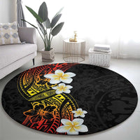 Plumeria Round Carpet Polynesian Tribal Frangipani Sunset