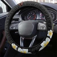 Plumeria Steering Wheel Cover Polynesian Tribal Frangipani Sunset