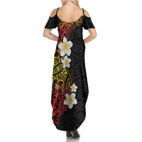 Plumeria Summer Maxi Dress Polynesian Tribal Frangipani Sunset