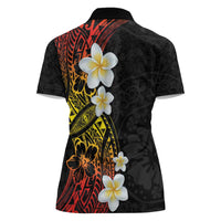 Plumeria Women Polo Shirt Polynesian Tribal Frangipani Sunset