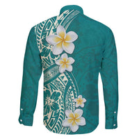 Plumeria Family Matching Short Sleeve Bodycon Dress and Hawaiian Shirt Polynesian Tribal Frangipani Teal LT03 - Polynesian Pride