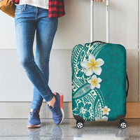 Plumeria Luggage Cover Polynesian Tribal Frangipani Teal LT03 - Polynesian Pride
