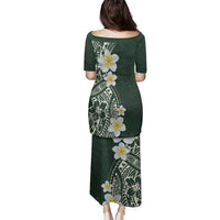 Plumeria Family Matching Puletasi and Hawaiian Shirt Polynesian Tribal Frangipani Green LT03 - Polynesian Pride