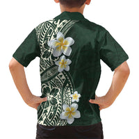Plumeria Family Matching Short Sleeve Bodycon Dress and Hawaiian Shirt Polynesian Tribal Frangipani Green LT03 - Polynesian Pride