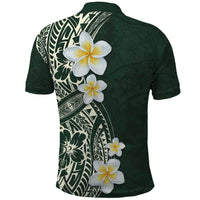 Plumeria Polo Shirt Polynesian Tribal Frangipani Green