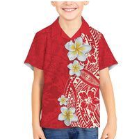 Plumeria Family Matching Mermaid Dress and Hawaiian Shirt Polynesian Tribal Frangipani Red LT03 Son's Shirt Red - Polynesian Pride
