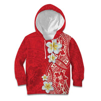Plumeria Kid Hoodie Polynesian Tribal Frangipani Red