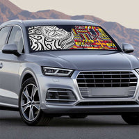 Niue Hiapo and Maori Decoration Tattoos Auto Sun Shade - Polynesian Pride