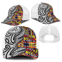 Niue Hiapo and Maori Decoration Tattoos Baseball Net Cap - Polynesian Pride
