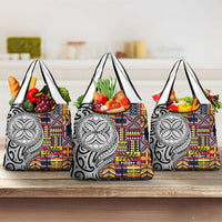 Niue Hiapo and Maori Decoration Tattoos Grocery Bag - Polynesian Pride