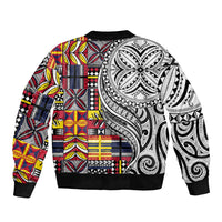 Niue Hiapo and Maori Decoration Tattoos Sleeve Zip Bomber Jacket - Polynesian Pride