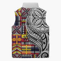 Niue Hiapo and Maori Decoration Tattoos Sleeveless Puffer Jacket - Polynesian Pride