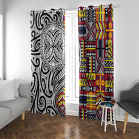 Niue Hiapo and Maori Decoration Tattoos Window Curtain - Polynesian Pride