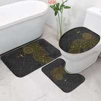 Niue Polynesian Hiapo Tattoo Art Bathroom Set Half Style Black Gold Color - Polynesian Pride