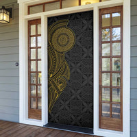 Niue Polynesian Hiapo Tattoo Art Door Cover Half Style Black Gold Color - Polynesian Pride