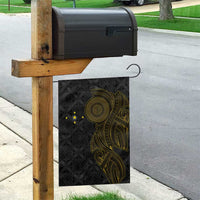 Niue Polynesian Hiapo Tattoo Art Garden Flag Half Style Black Gold Color - Polynesian Pride