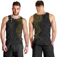 Niue Polynesian Hiapo Tattoo Art Men Tank Top Half Style Black Gold Color - Polynesian Pride