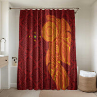 Niue Polynesian Hiapo Tattoo Art Bathroom Set Half Style Red Yellow Color - Polynesian Pride