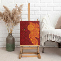 Niue Polynesian Hiapo Tattoo Art Canvas Wall Art Half Style Red Yellow Color - Polynesian Pride