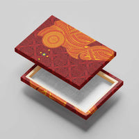 Niue Polynesian Hiapo Tattoo Art Canvas Wall Art Half Style Red Yellow Color - Polynesian Pride