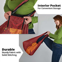 Niue Polynesian Hiapo Tattoo Art Grocery Bag Half Style Red Yellow Color - Polynesian Pride