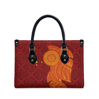 Niue Polynesian Hiapo Tattoo Art Leather Bag Half Style Red Yellow Color LT03 - Polynesian Pride