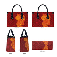 Niue Polynesian Hiapo Tattoo Art Leather Bag Half Style Red Yellow Color LT03 - Polynesian Pride