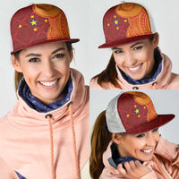 Niue Polynesian Hiapo Tattoo Art Mesh Trucker Cap Half Style Red Yellow Color - Polynesian Pride