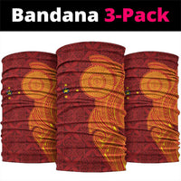 Niue Polynesian Hiapo Tattoo Art Neck Gaiter Half Style Red Yellow Color - Polynesian Pride