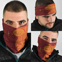 Niue Polynesian Hiapo Tattoo Art Neck Gaiter Half Style Red Yellow Color - Polynesian Pride
