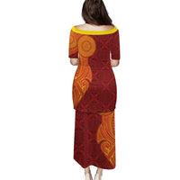 Niue Polynesian Hiapo Tattoo Art Puletasi Half Style Red Yellow Color - Polynesian Pride